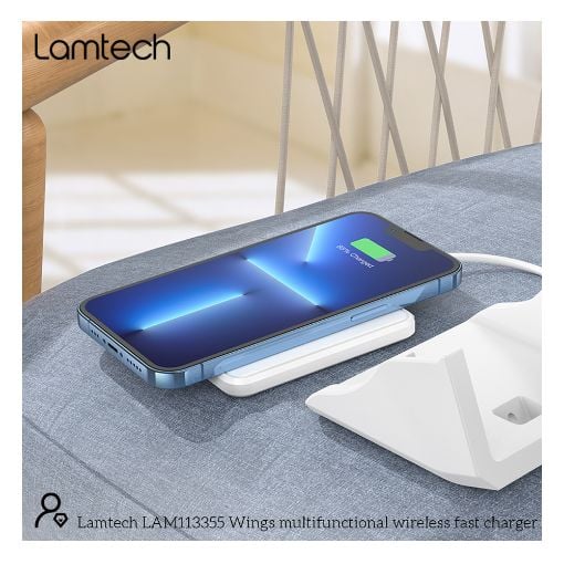 Εικόνα της Ασύρματος Φορτιστής Lamtech με Βάση Qi 15W White LAM113355