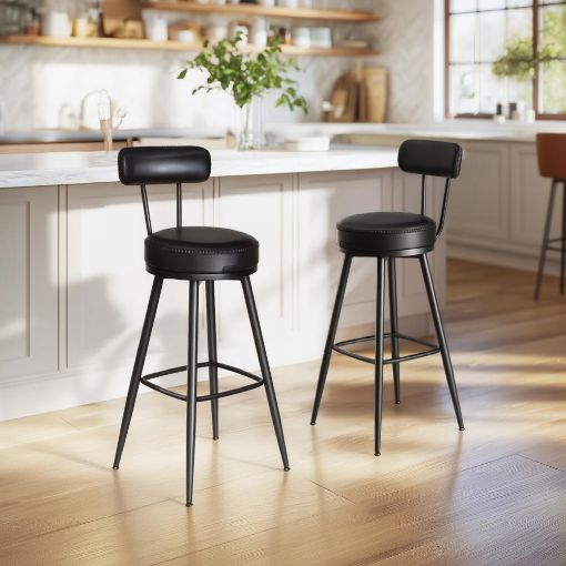 Εικόνα της Vasagle Σετ Σκαμπό Μπαρ Ekho με Πλάτη 2τμχ Black LBC889B01V1