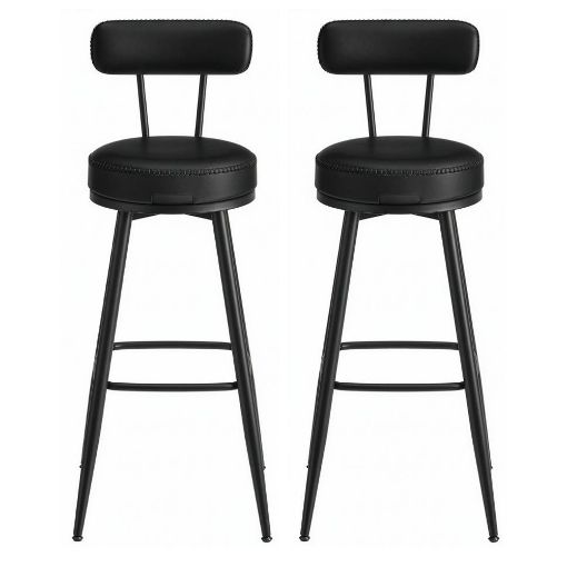 Εικόνα της Vasagle Σετ Σκαμπό Μπαρ Ekho με Πλάτη 2τμχ Black LBC889B01V1
