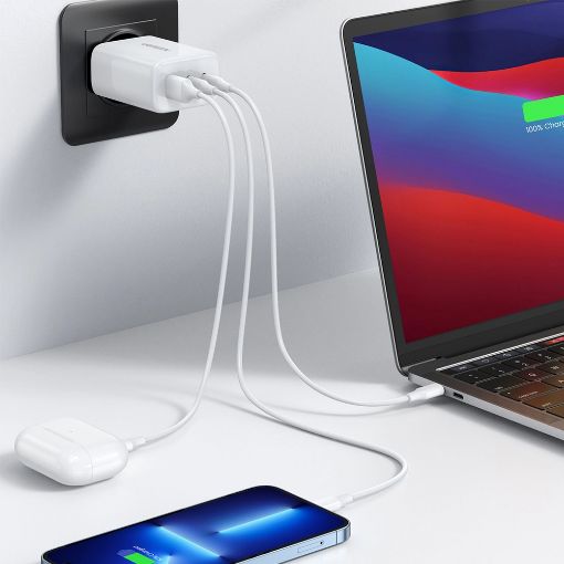 Εικόνα της Φορτιστής Ugreen CD275 2x USB-C & 1x USB-A 65W White 90496B