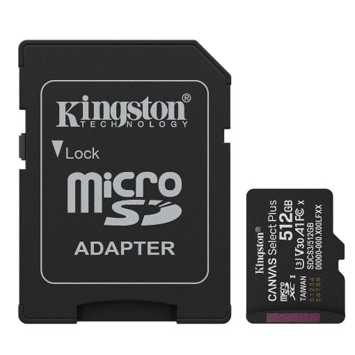 Εικόνα της Κάρτα Μνήμης MicroSDXC Kingston Canvas Select Plus 512GB Class 10 UHS-I U3 + SD Adapter SDCS3/512GB