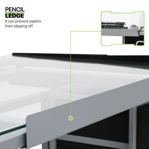 Εικόνα της Γραφείο Lamtech Crystal Drafting με 2 Συρτάρια 104x60x80cm Silver LAM980367