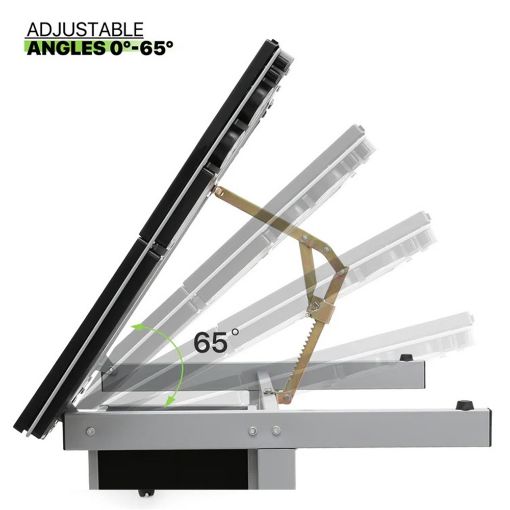 Εικόνα της Γραφείο Lamtech Crystal Drafting με 2 Συρτάρια 104x60x80cm Silver LAM980367