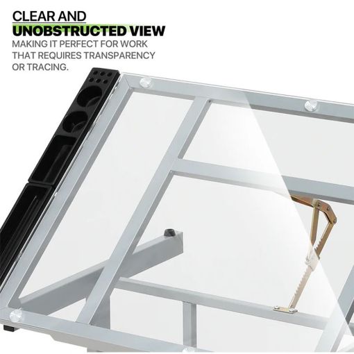 Εικόνα της Γραφείο Lamtech Crystal Drafting με 2 Συρτάρια 104x60x80cm Silver LAM980367