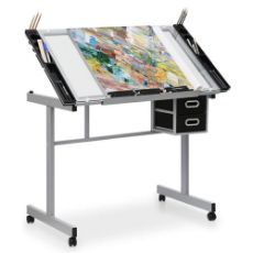 Εικόνα της Γραφείο Lamtech Crystal Drafting με 2 Συρτάρια 104x60x80cm Silver LAM980367