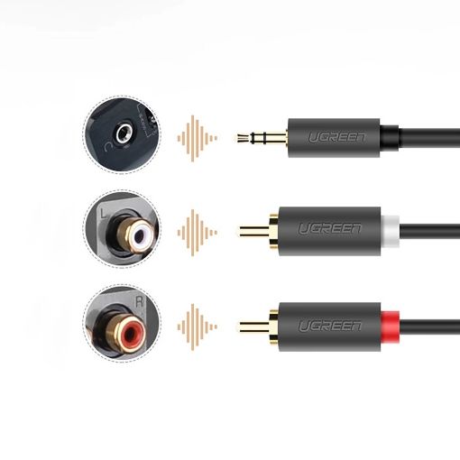 Εικόνα της Καλώδιο Ugreen AV102 2x RCA Male to 3.5mm Mini Jack Male 3m Black 10512