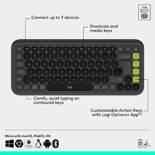 Εικόνα της Πληκτρολόγιο-Ποντίκι Logitech Pop Icon Combo Bluetooth Graphite/Green 920-013140