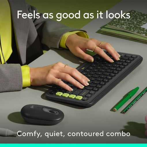 Εικόνα της Πληκτρολόγιο-Ποντίκι Logitech Pop Icon Combo Bluetooth Graphite/Green 920-013140