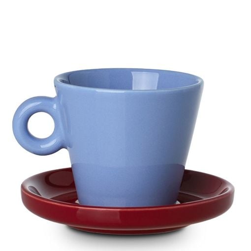 Εικόνα της Φλιτζάνι Espresso Estia Echo New Bone 100ml Μπλε με Κόκκινο Πιατάκι 07-35471