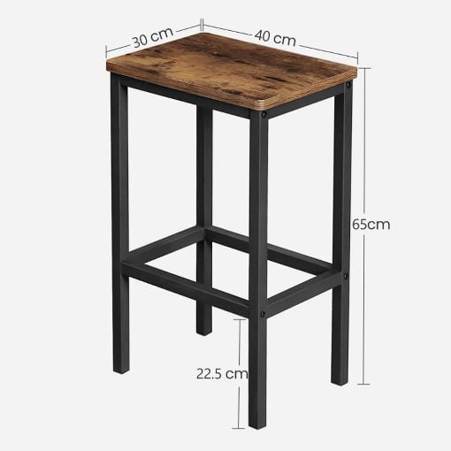 Εικόνα της Vasagle Σετ Μεταλλικά Σκαμπό Bar 40 x 30 x 65 cm 2τμχ Brown/Black LBC65X