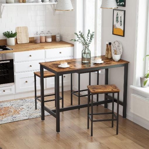 Εικόνα της Vasagle Σετ Μεταλλικά Σκαμπό Bar 40 x 30 x 65 cm 2τμχ Brown/Black LBC65X