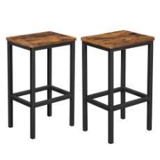 Εικόνα της Vasagle Σετ Μεταλλικά Σκαμπό Bar 40 x 30 x 65 cm 2τμχ Brown/Black LBC65X