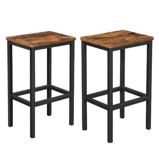 Εικόνα της Vasagle Σετ Μεταλλικά Σκαμπό Bar 40 x 30 x 65 cm 2τμχ Brown/Black LBC65X
