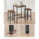 Εικόνα της Vasagle Σετ Τραπέζι Μπαρ & Σκαμπό 60 x 60 x 90 cm 3τμχ Brown/Black LBT017B01
