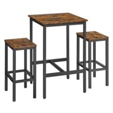 Εικόνα της Vasagle Σετ Τραπέζι Μπαρ & Σκαμπό 60 x 60 x 90 cm 3τμχ Brown/Black LBT017B01