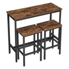 Εικόνα της Vasagle Σετ Τραπέζι Μπαρ & Σκαμπό 100 x 40 x 90 cm 3τμχ Brown/Black LBT218B01V1
