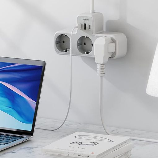 Εικόνα της Πολύπριζο Tessan 3 Θέσεων με 2x USB-A & 1x USB-C 15cm White TS-323X-C