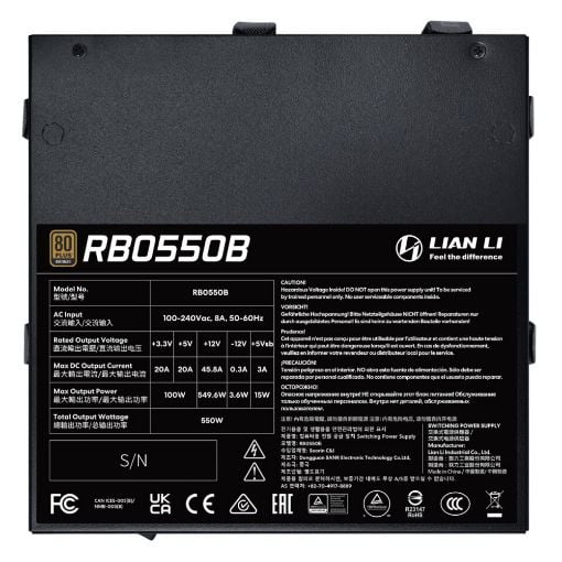 Εικόνα της Τροφοδοτικό Lian Li RB 550B 80+ Bronze 550W Black G9P.RB0550B.B000.EU