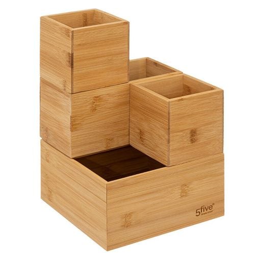 Εικόνα της Σετ Κουτί Οργάνωσης 5Five από Bamboo 18x18x10cm 4τμχ 174755