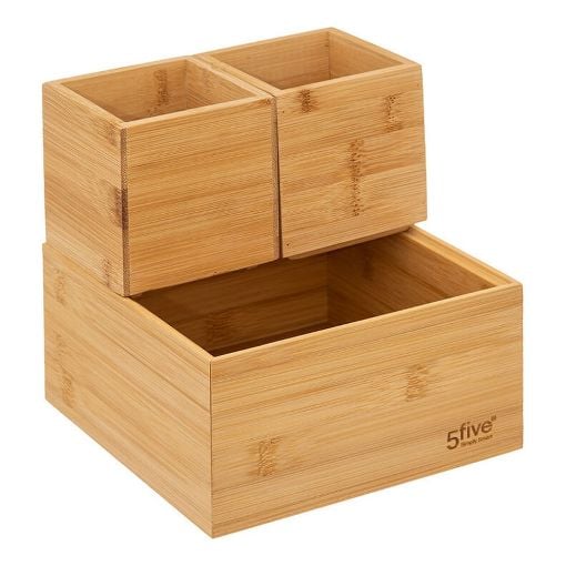 Εικόνα της Σετ Κουτί Οργάνωσης 5Five από Bamboo 18x18x10cm 4τμχ 174755