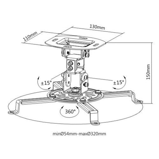 Εικόνα της Περιστρεφόμενη Βάση Οροφής για Projectors Brateck PRB-18F Universal Ατσάλινη Black