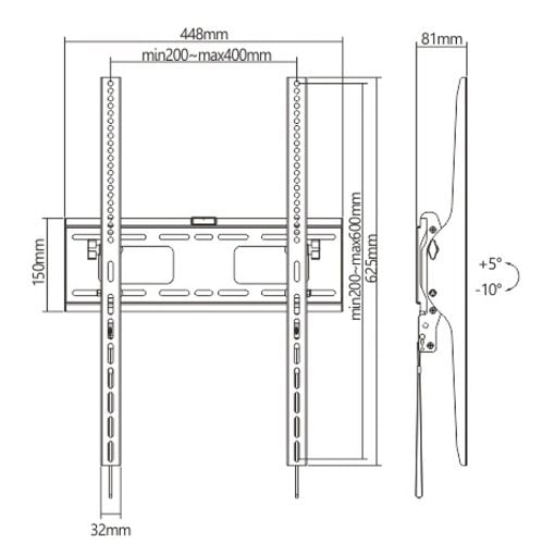 Εικόνα της Επιτοίχια Βάση Τηλεόρασης Brateck Heavy Duty Lockable 37-75" Black LP42-64AT