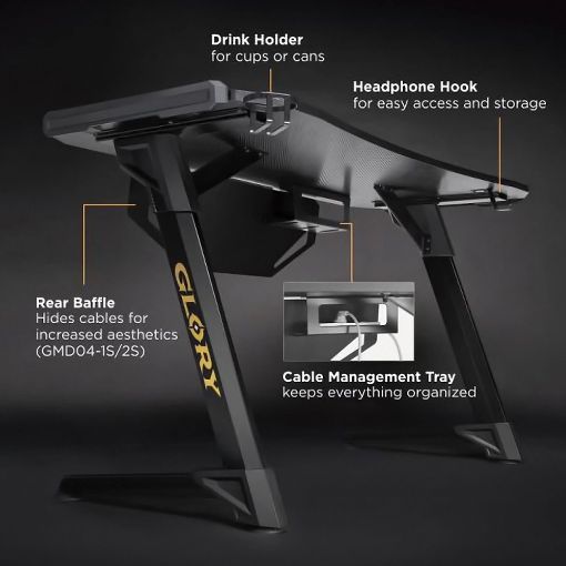 Εικόνα της Gaming Desk Brateck Glory RGB 120x60x75cm Black GMD04-1S