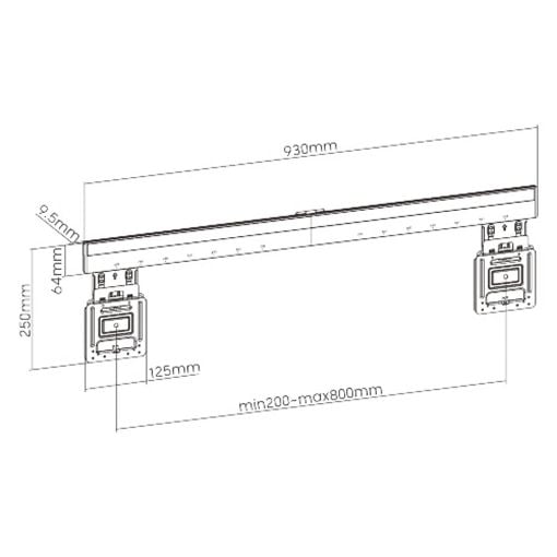 Εικόνα της Επιτοίχια Βάση Τηλεόρασης Brateck Ultra Slim Micro-Gap 43-100" Black LED-1948