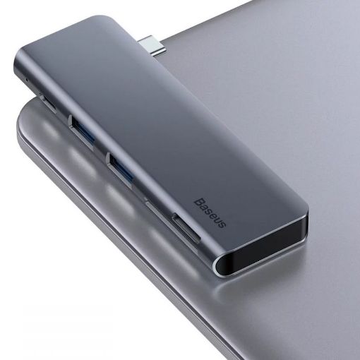 Εικόνα της USB Hub Baseus 5-in-1 USB-C to 2xUSB-A 3.0 & DisplayPort Grey CAHUN-K0G