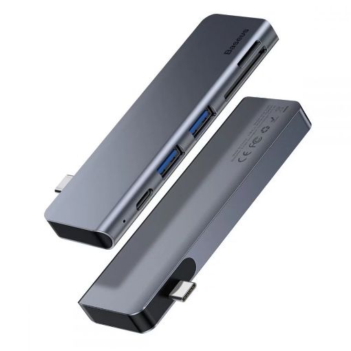 Εικόνα της USB Hub Baseus 5-in-1 USB-C to 2xUSB-A 3.0 & DisplayPort Grey CAHUN-K0G