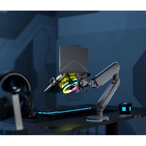 Εικόνα της Laptop Holder Brateck έως 17" για Monitor Arms VESA 75x75/100x100 με RGB και Ανεμιστήρα Matte Black NBH-8GL