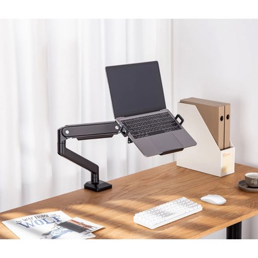 Εικόνα της Laptop Holder Brateck έως 17" για Monitor Arms VESA 75x75/100x100 με RGB και Ανεμιστήρα Matte Black NBH-8GL