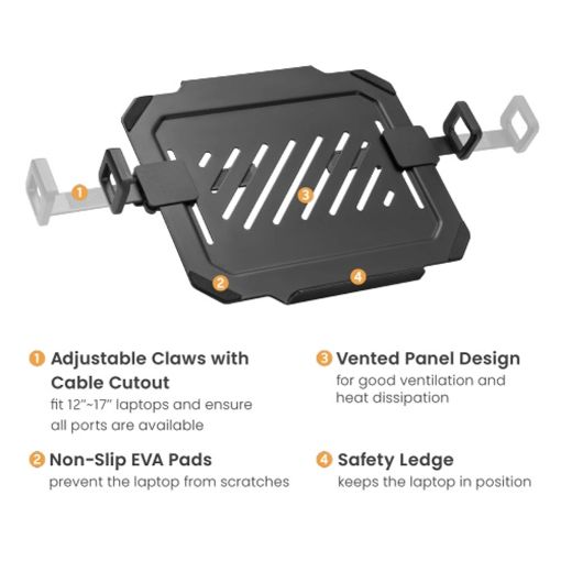 Εικόνα της Laptop Holder Brateck έως 17" για Monitor Arms VESA 75x75/100x100 Matte Black NBH-8