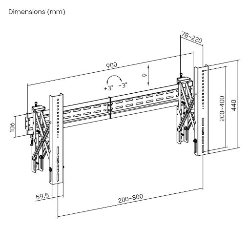 Εικόνα της Επιτοίχια Βάση Τηλεόρασης Brateck Full Service Video Wall Mount 37-70" Black LVW02E-48T