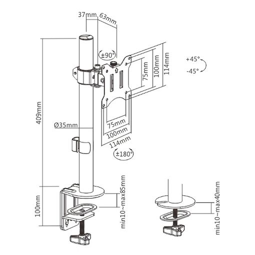Εικόνα της Monitor Arm Brateck 17-32" Black LDT57-C01