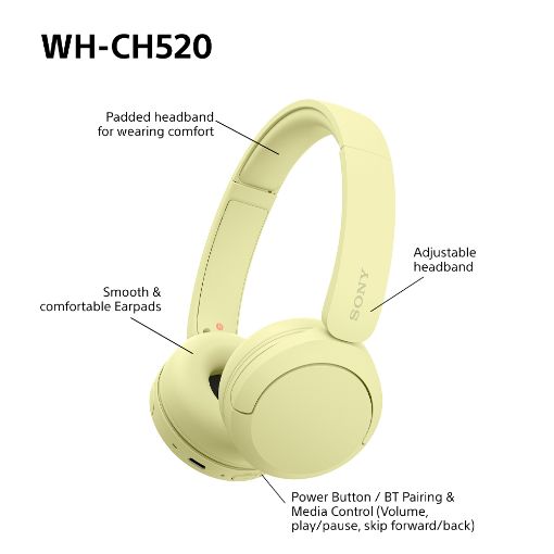 Εικόνα της Headset Sony WH-CH520 Bluetooth Yellow WHCH520Y.CE7