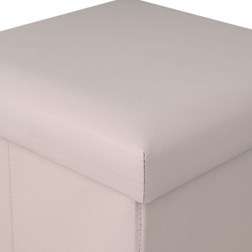 Εικόνα της Σκαμπό Estia Cube Leather με Αποθηκευτικό Χώρο Taupe 03-35907