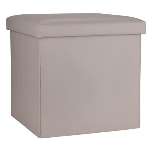 Εικόνα της Σκαμπό Estia Cube Leather με Αποθηκευτικό Χώρο Taupe 03-35907