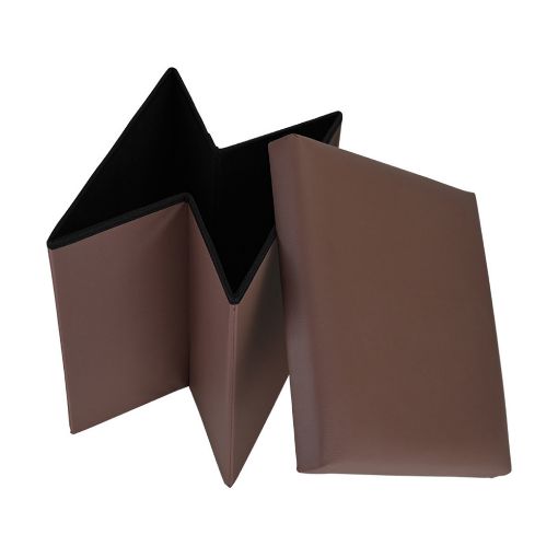 Εικόνα της Σκαμπό Estia Cube Leather με Αποθηκευτικό Χώρο Καφέ 03-35914