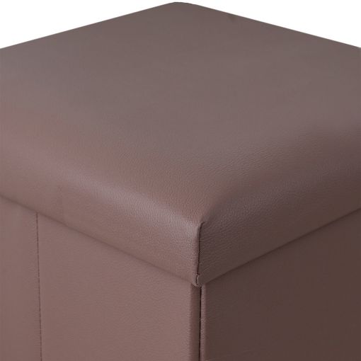 Εικόνα της Σκαμπό Estia Cube Leather με Αποθηκευτικό Χώρο Καφέ 03-35914