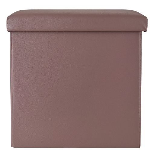 Εικόνα της Σκαμπό Estia Cube Leather με Αποθηκευτικό Χώρο Καφέ 03-35914