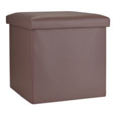 Εικόνα της Σκαμπό Estia Cube Leather με Αποθηκευτικό Χώρο Καφέ 03-35914
