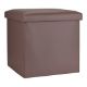 Εικόνα της Σκαμπό Estia Cube Leather με Αποθηκευτικό Χώρο Καφέ 03-35914