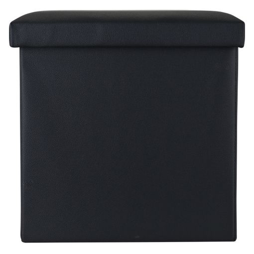 Εικόνα της Σκαμπό Estia Cube Leather με Αποθηκευτικό Χώρο Μαύρο 03-35891