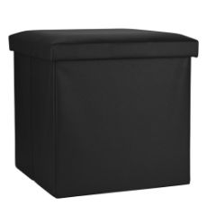Εικόνα της Σκαμπό Estia Cube Leather με Αποθηκευτικό Χώρο Μαύρο 03-35891