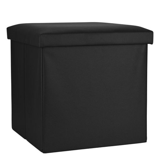 Εικόνα της Σκαμπό Estia Cube Leather με Αποθηκευτικό Χώρο Μαύρο 03-35891