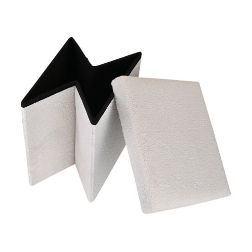 Εικόνα της Σκαμπό Estia Cube Teddy με Αποθηκευτικό Χώρο 38x38x38cm Λευκό 03-35921