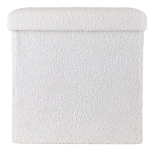 Εικόνα της Σκαμπό Estia Cube Teddy με Αποθηκευτικό Χώρο 38x38x38cm Λευκό 03-35921