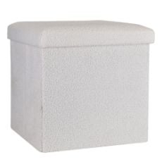 Εικόνα της Σκαμπό Estia Cube Teddy με Αποθηκευτικό Χώρο 38x38x38cm Λευκό 03-35921