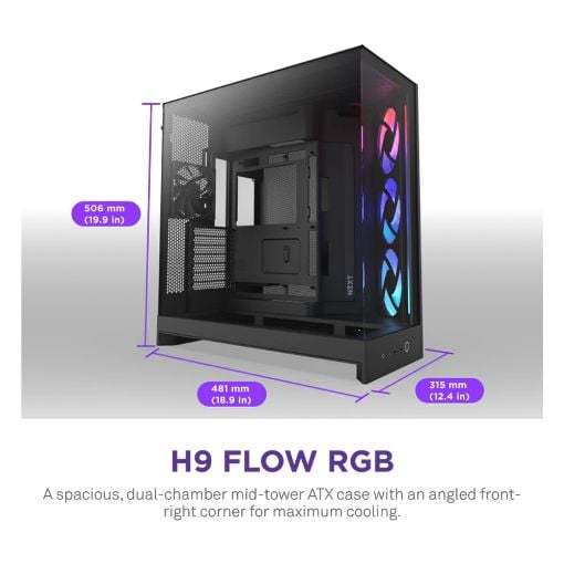 Εικόνα της NZXT H9 Flow RGB Large Dual-Chamber Tempered Glass Black CM-H92FB-R1